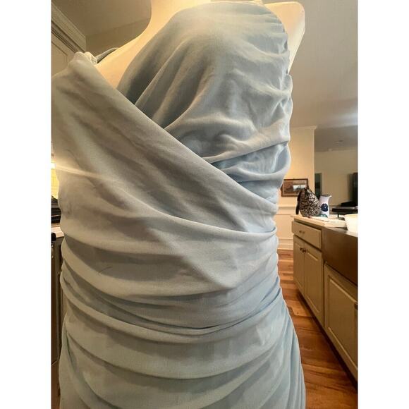 FASHION NWT CHIFFON SCRUNCH BABY BLUE KNEE LENGTH DRESS WOMENS XL - Picture 3 of 10